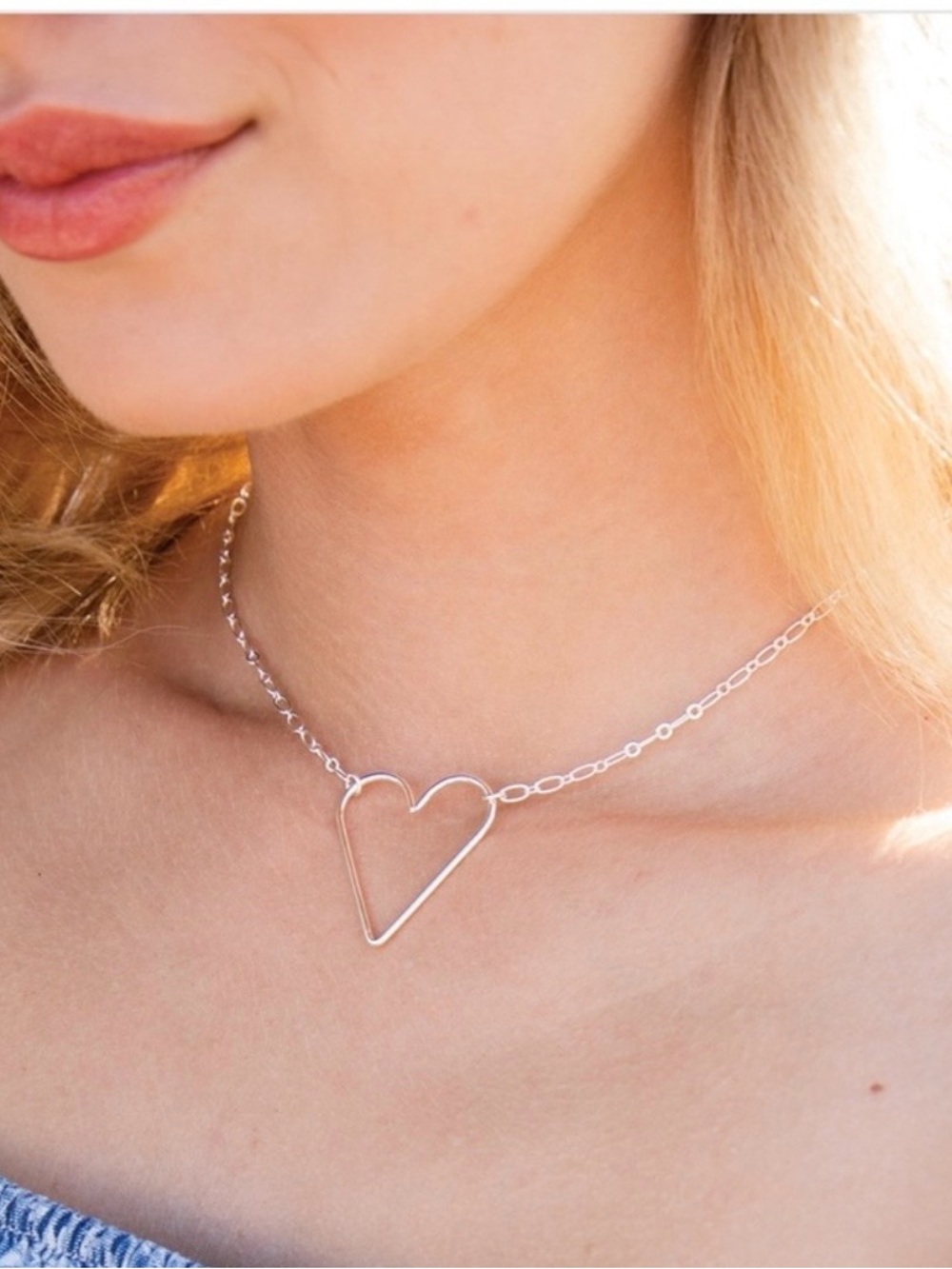 Park Lane Silver Heart Outline Necklace